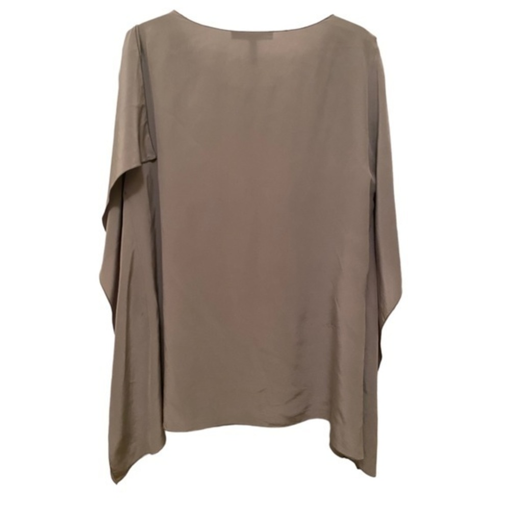 BCBGMaxAzria Gray Silver Embellished‎ Silk Short Sleeve Blouse Top Size Medium - Picture 2 of 6